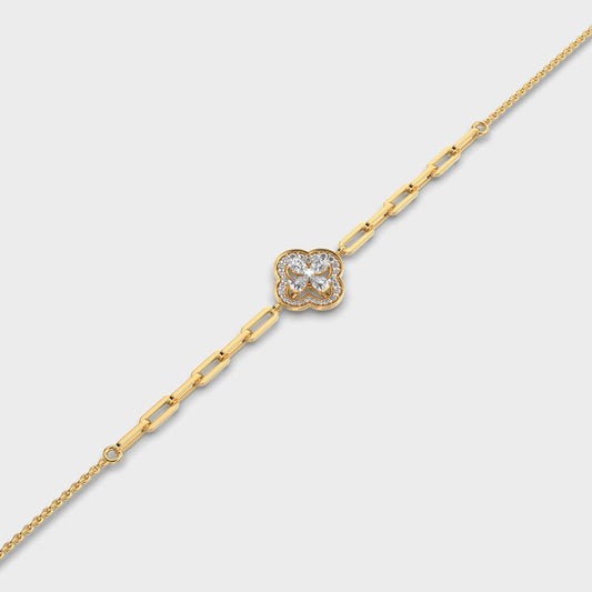 Clover Chain Linked Diamond Bracelet