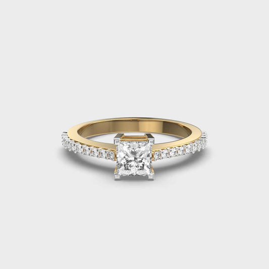 Princess Cut Diamond Pave Band Ring - View 1