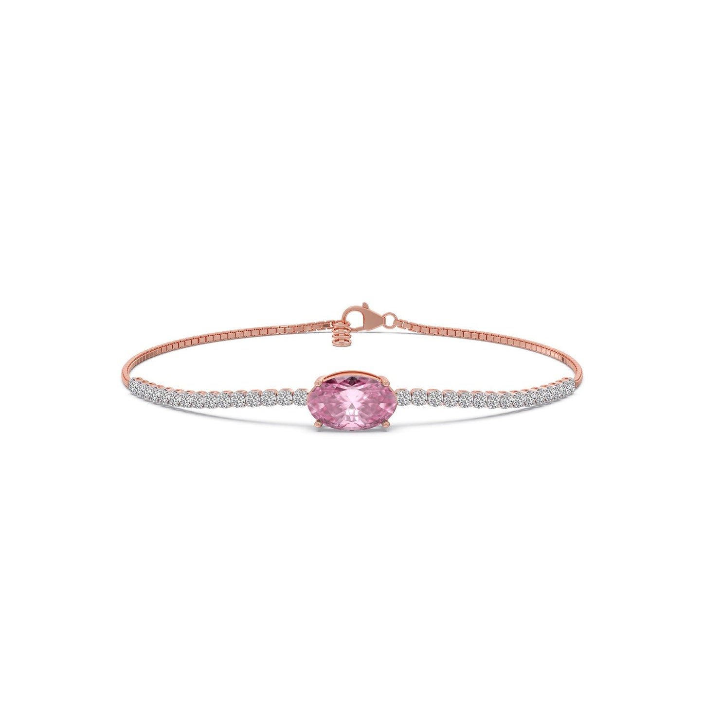 Pink-Majesty Oval Solitaire Chain Bracelet