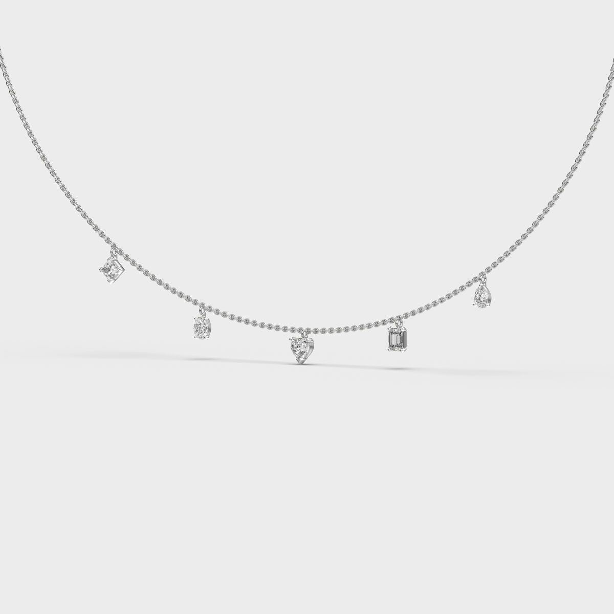Five Shape Charm Diamond Necklace