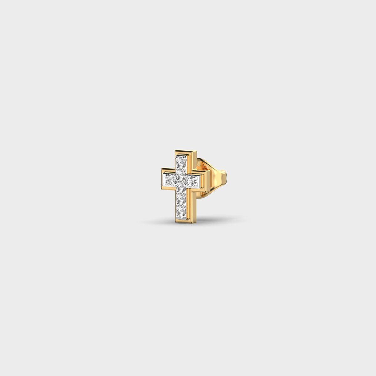 Radiant Cross Encrusted Diamond Stud For Men
