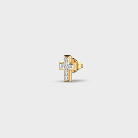 Radiant Cross Encrusted Diamond Stud For Men