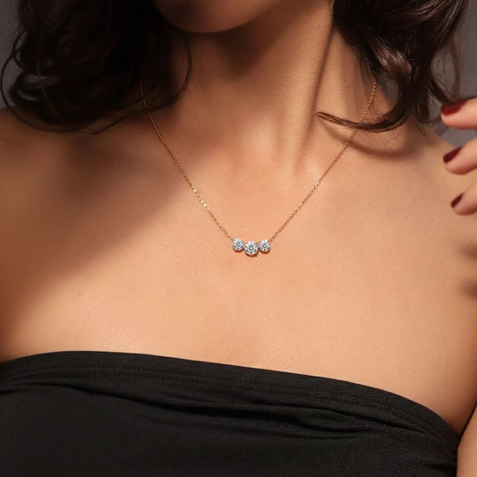 Classic 3 Round Diamond Necklace