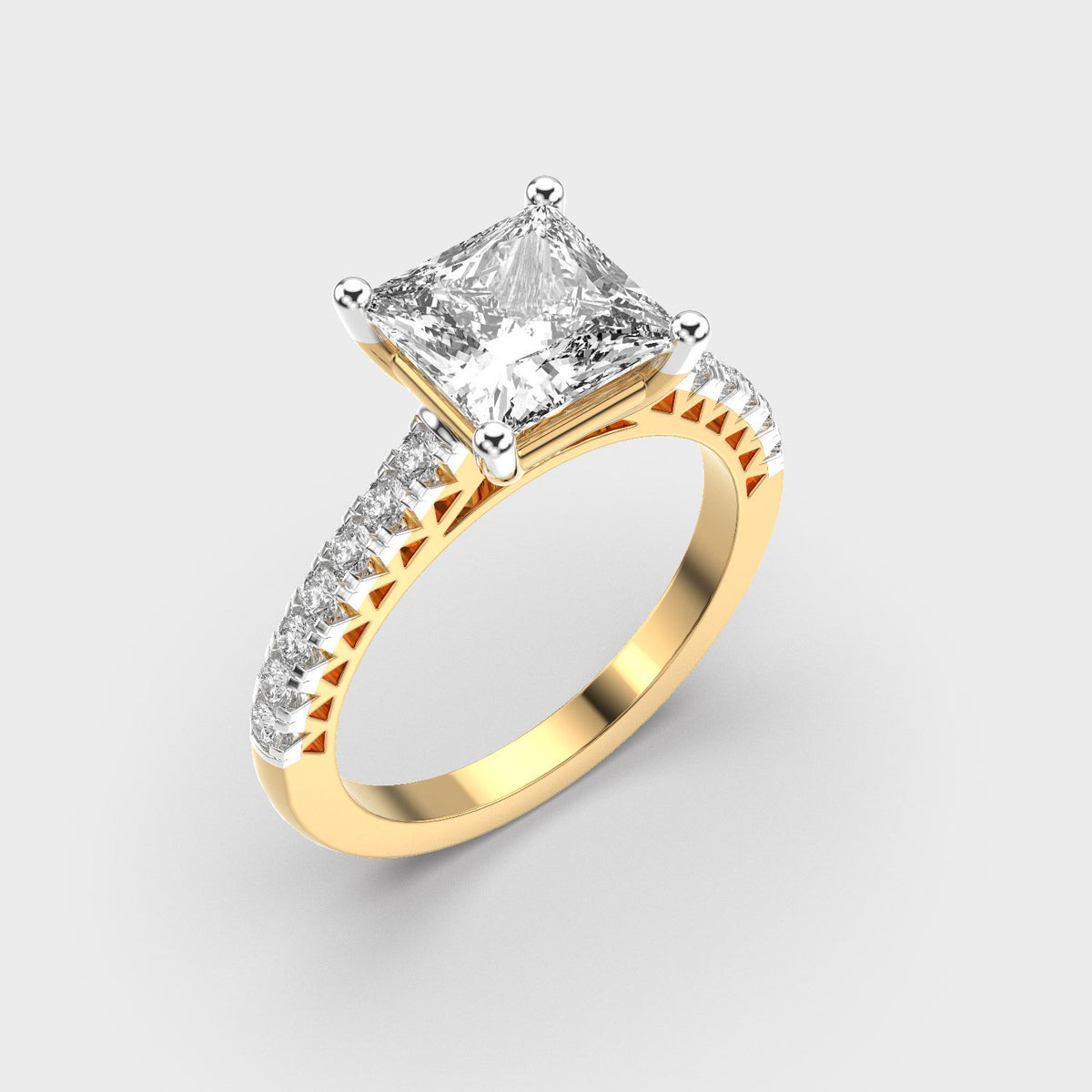 Princess Cut Royal Crown Diamond Ring - View 3