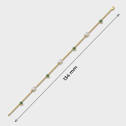 Minimal Artemis Green Dot Stone Diamond Bracelet