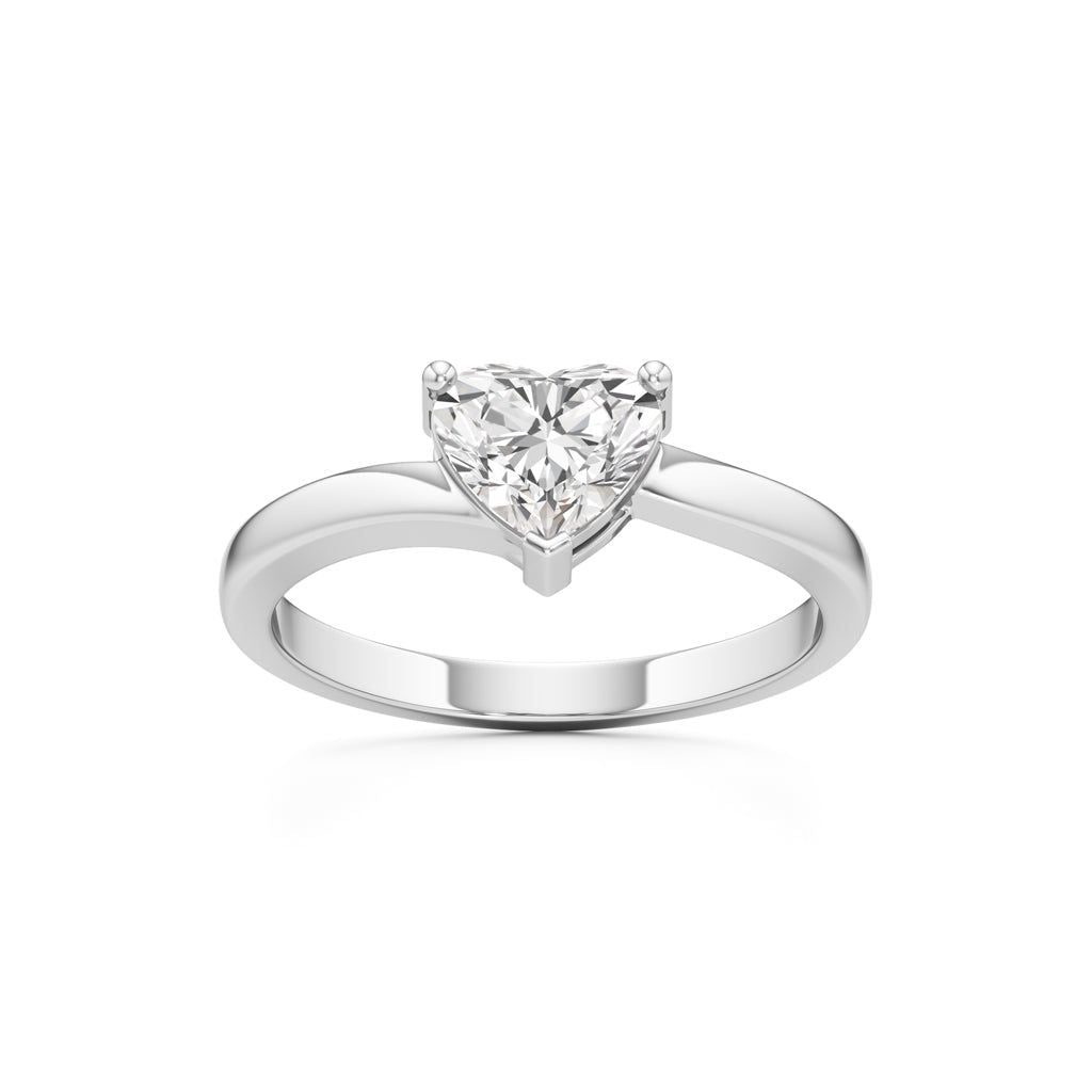 Pure Devotion Heart-Shaped Diamond Ring with Sleek Band Design