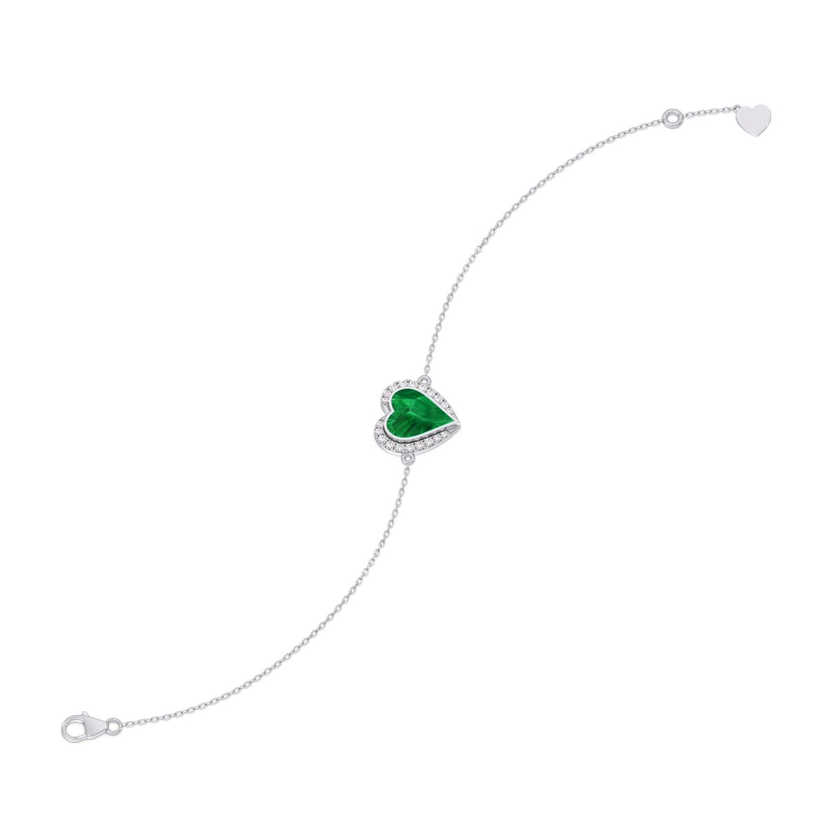Malachite Heart Diamond Chain Bracelet