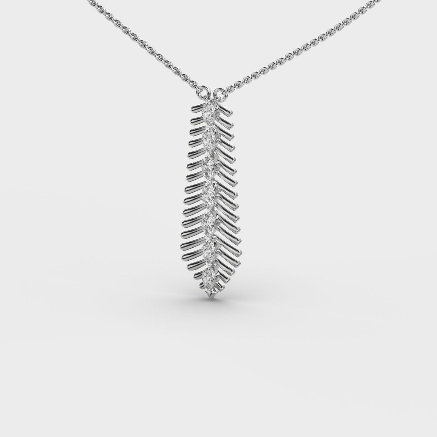 Elongated Fern Diamond Necklace