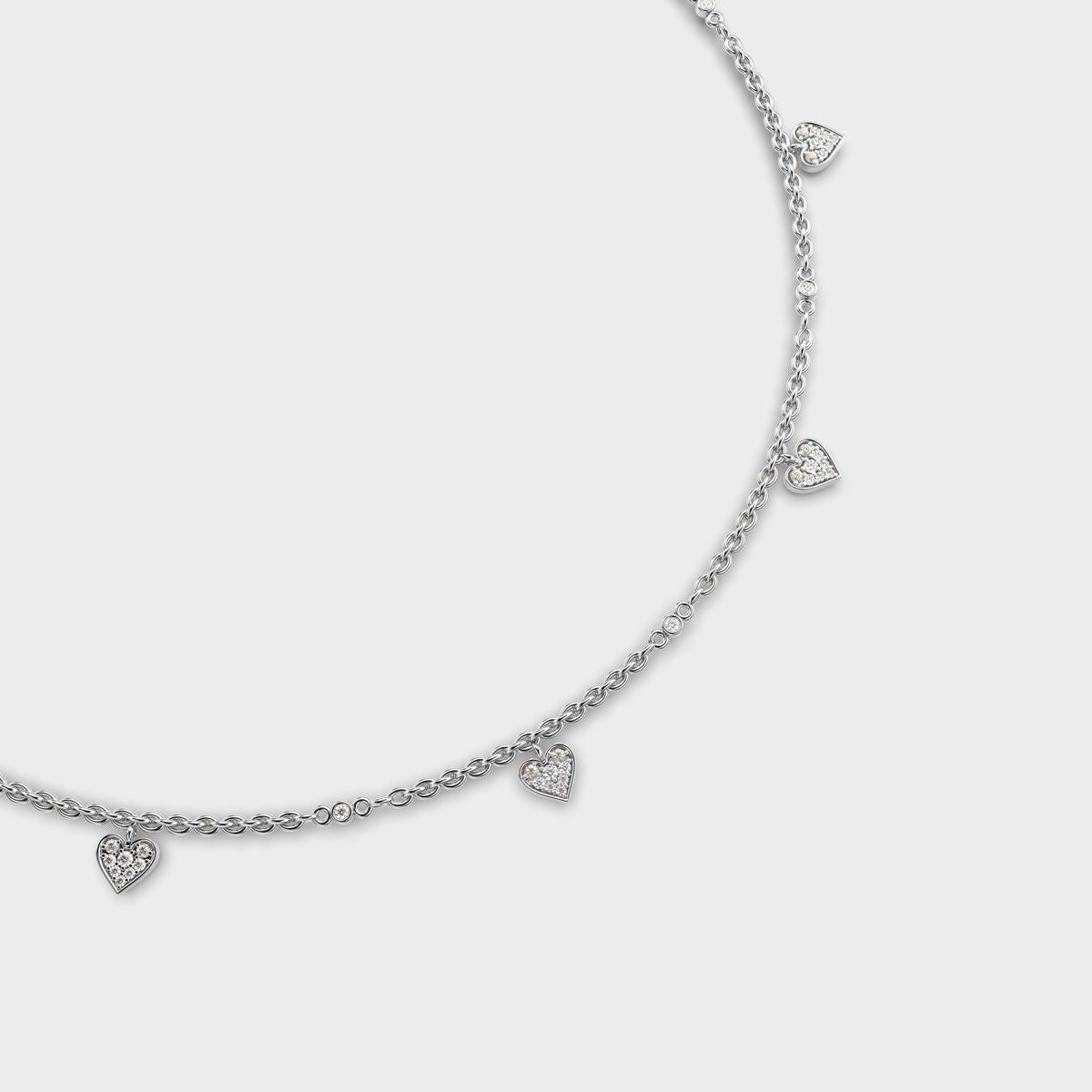 Dainty Hearts Charm Diamond Necklace