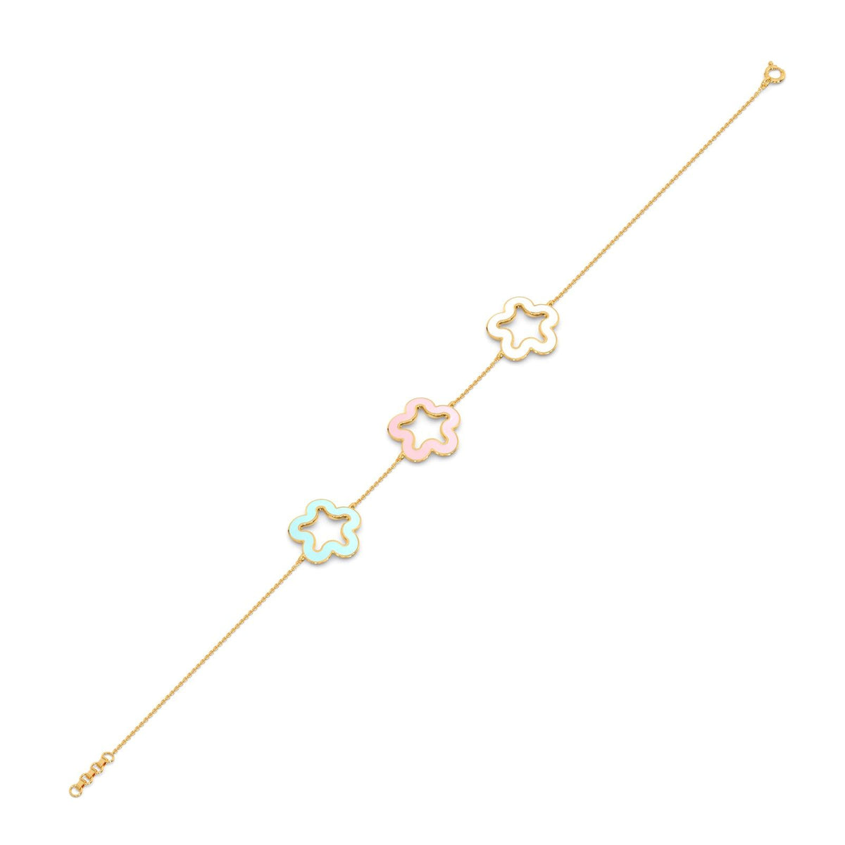 Pastel Floral Plain Gold Chain Bracelet