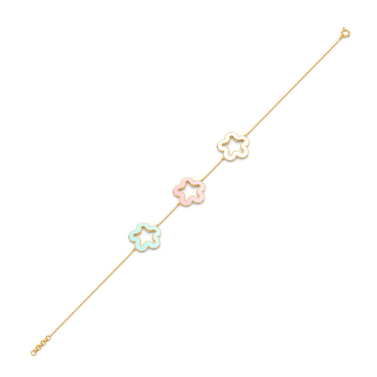 Pastel Floral Plain Gold Chain Bracelet