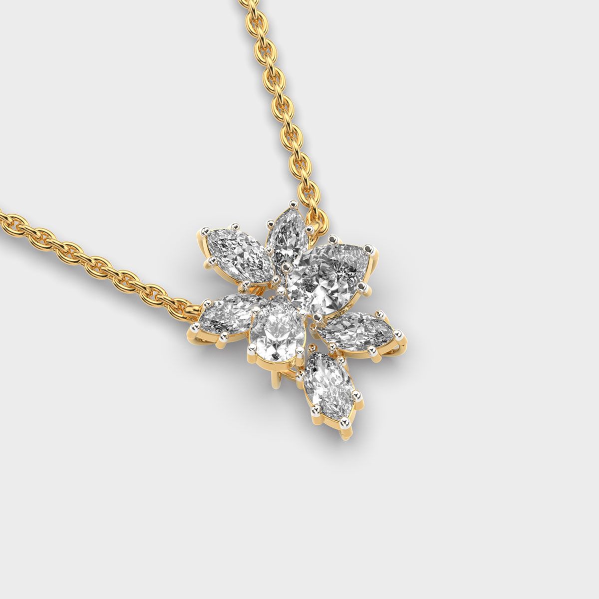 Cluster Flower Marquise Diamond Necklace