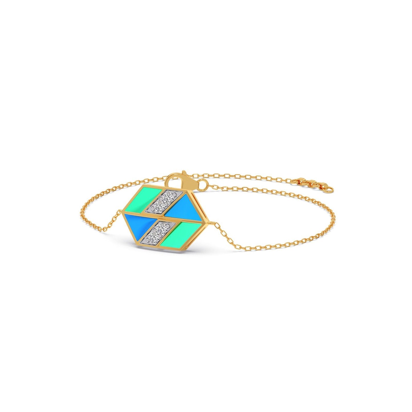 Hexora-Enamel Cobalt Diamond Chain Bracelet