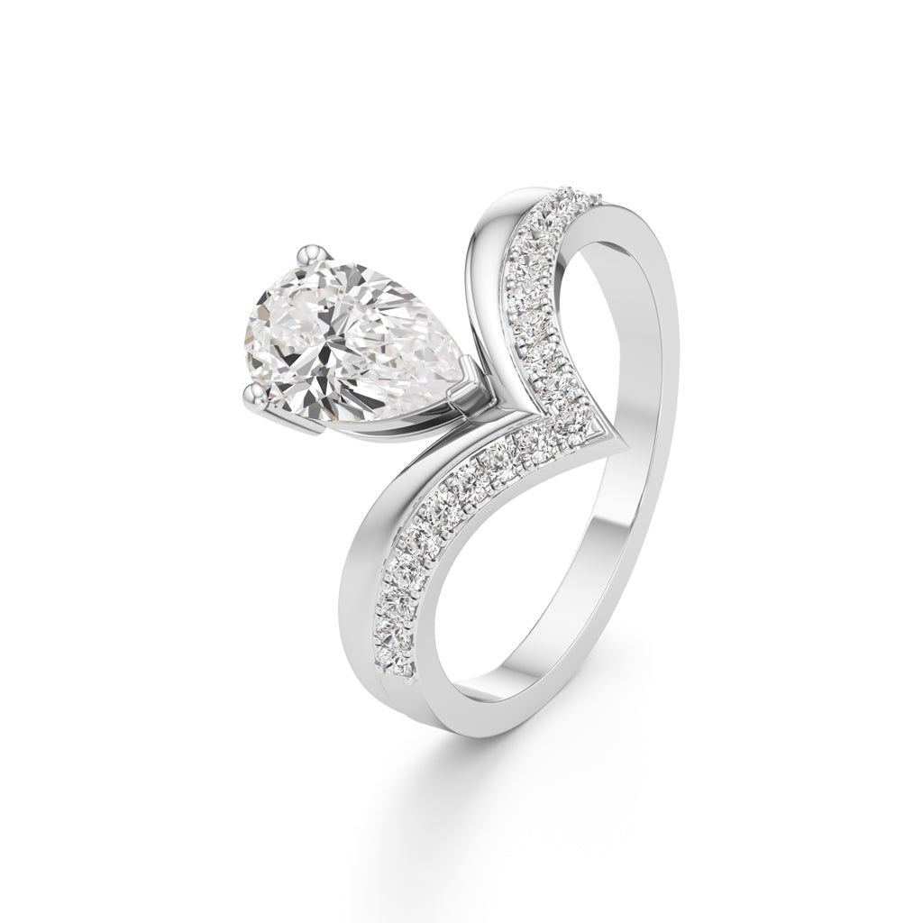 Pear Solitaire V-Shaped Grace Ring