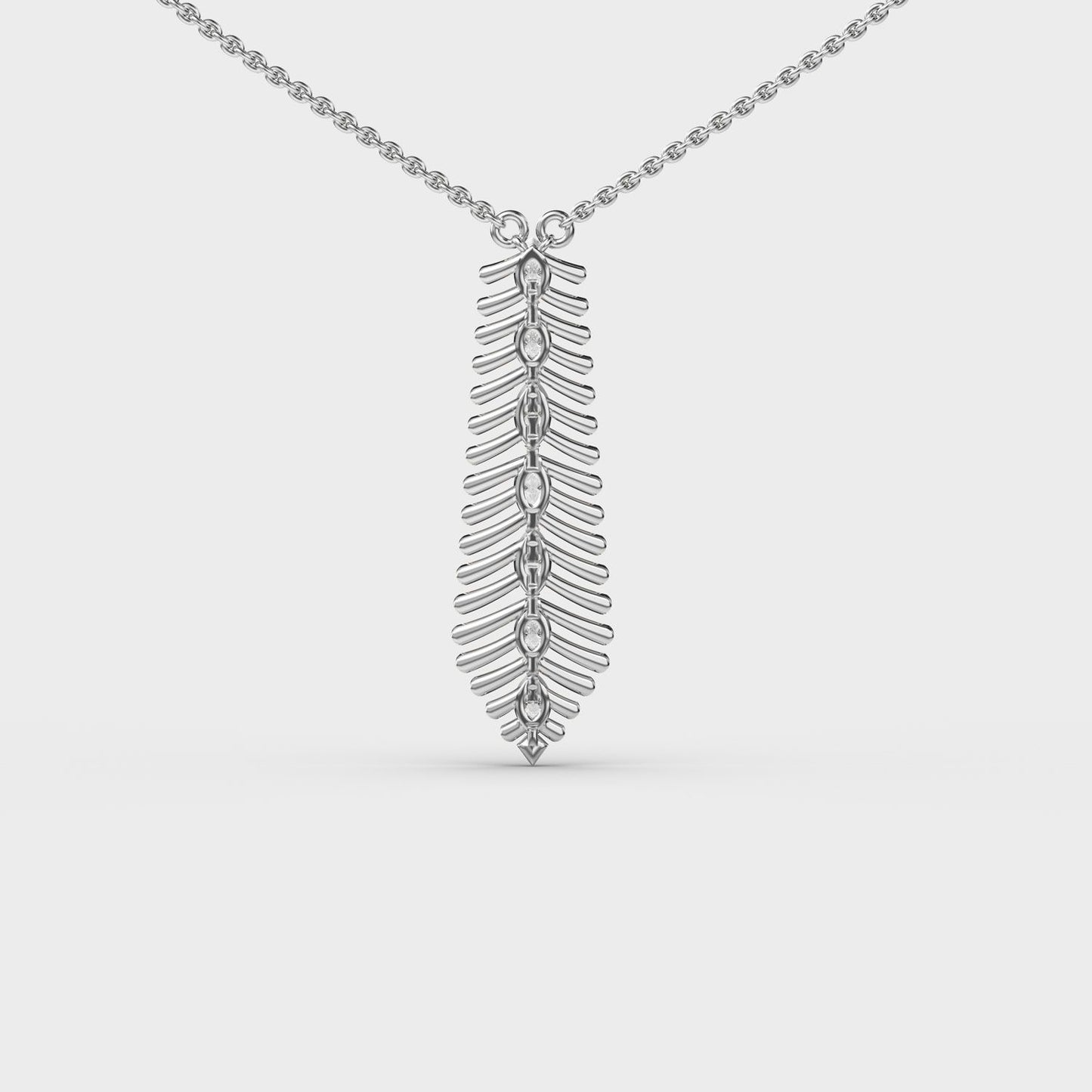 Elongated Fern Diamond Necklace