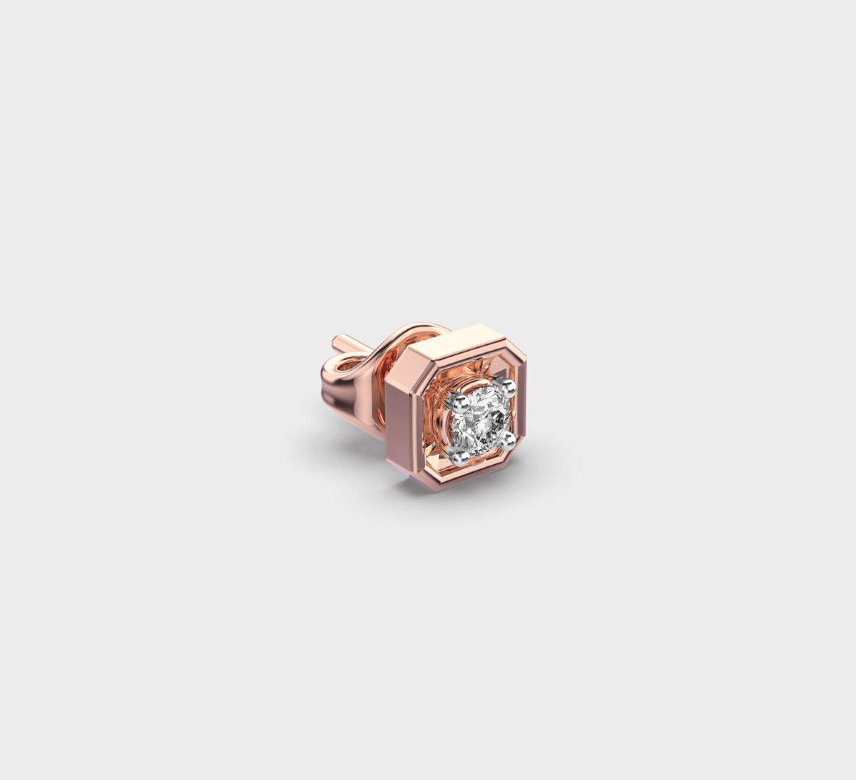 Octagonal Round Diamond Amber Stud For Men