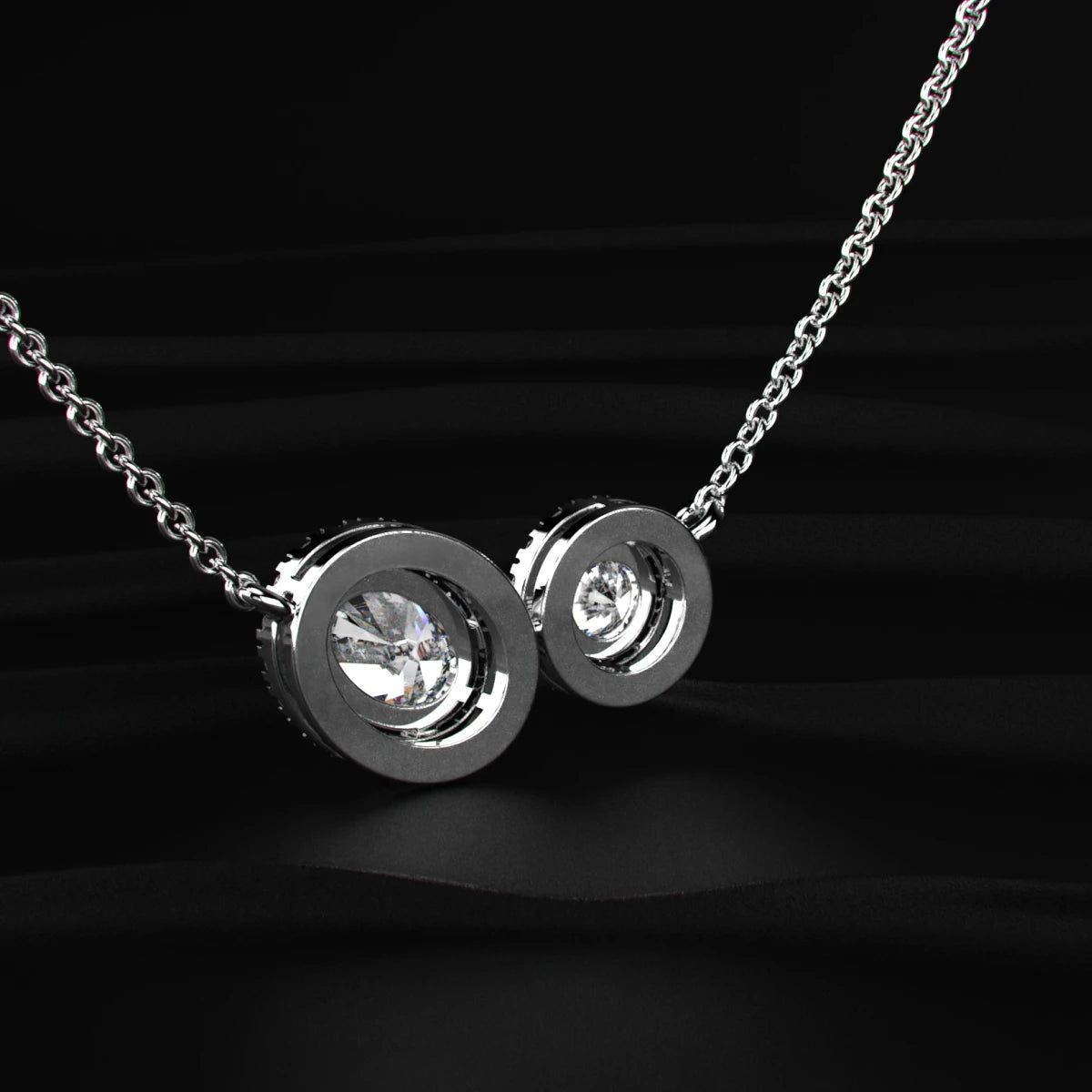 Round and Oval Toi-Et-Moi Necklace With Halo