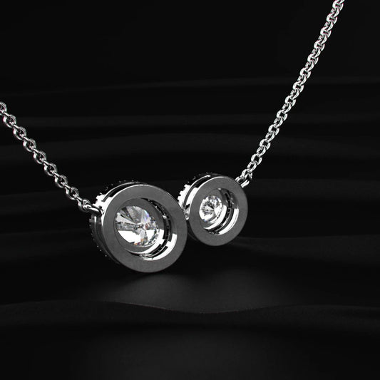 Round and Oval Toi-Et-Moi Necklace With Halo
