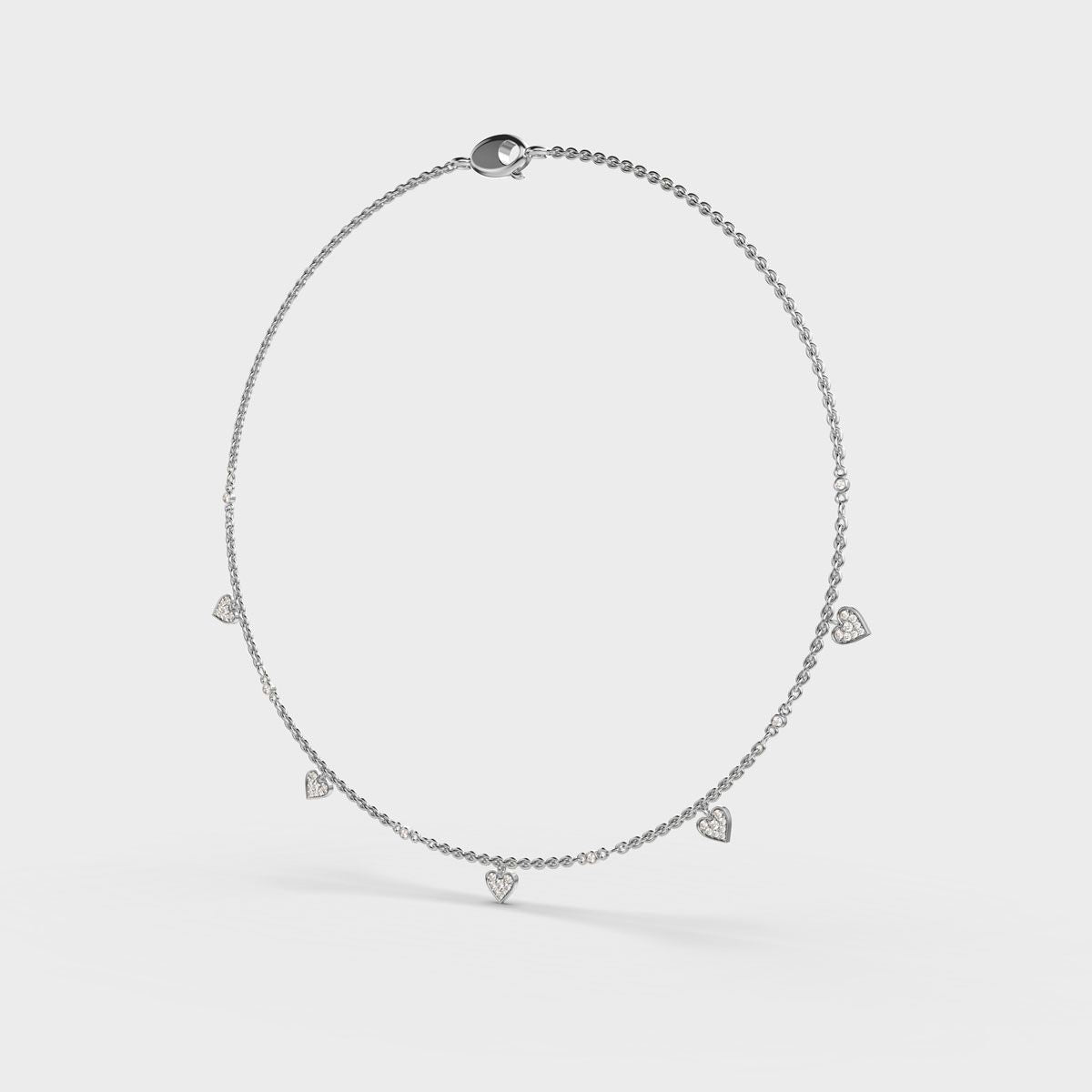 Dainty Hearts Charm Diamond Necklace