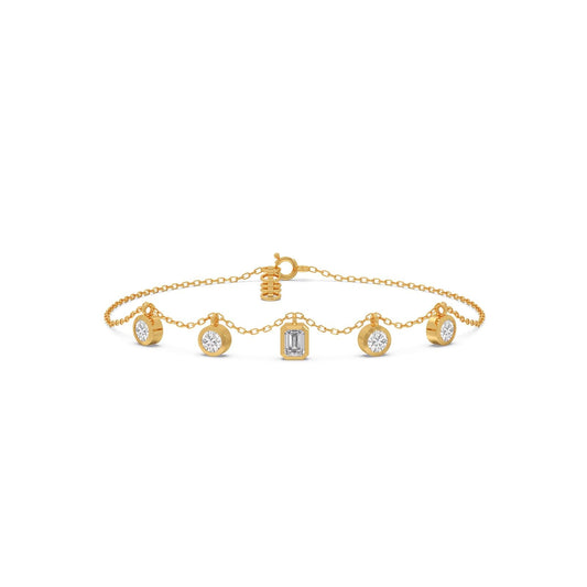 Emerald & Round Chain Bracelet
