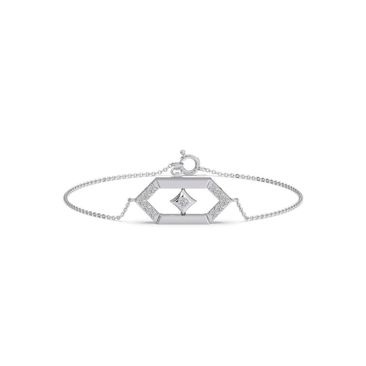 Flutter Diamond Hex Link Chain Bracelet