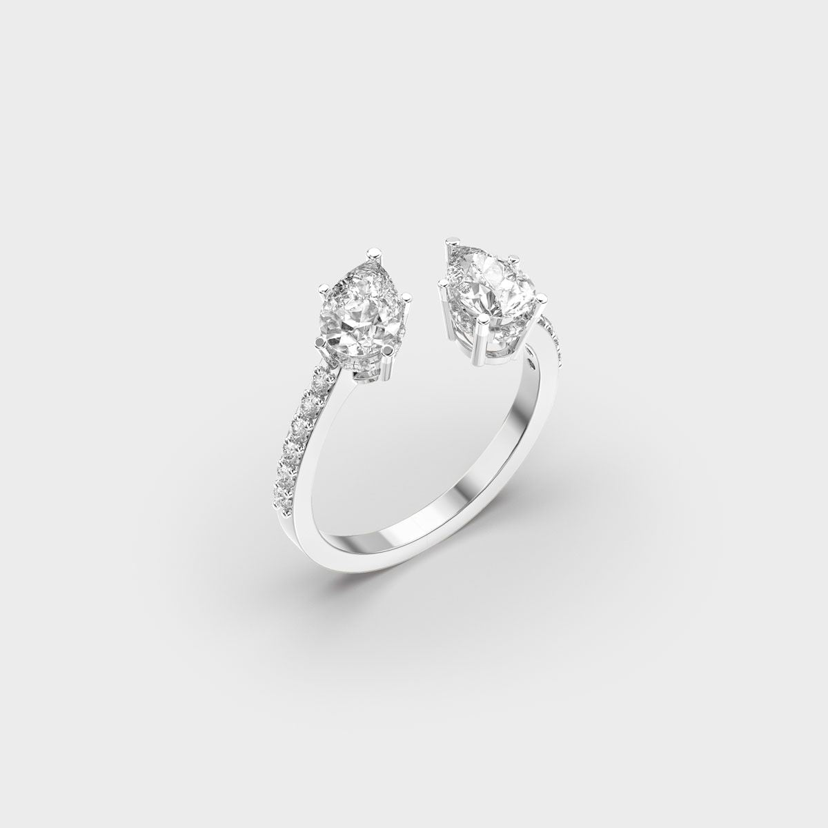 Double Drop Pear Diamond Ring - View 12