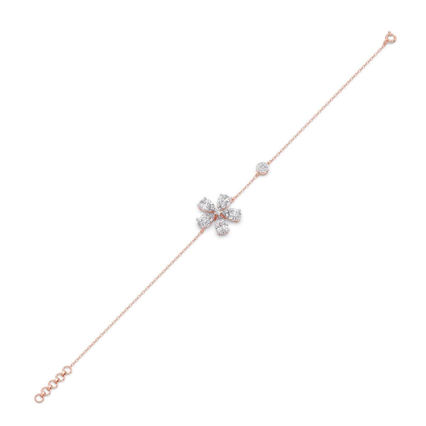 Delicate Floral Round Diamond Bracelet
