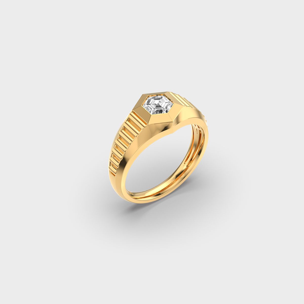 Hexagon Signet Diamond Ring For Men - View 12