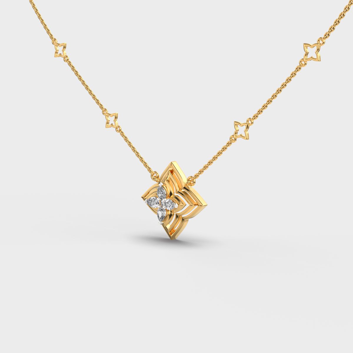 Dainty Flower Mesh Star Diamond Necklace