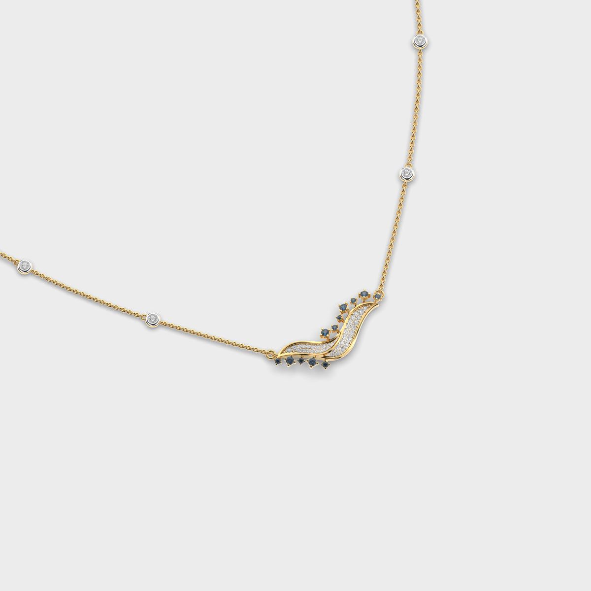 Blue Stone Wave Diamond Necklace