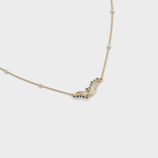 Blue Stone Wave Diamond Necklace