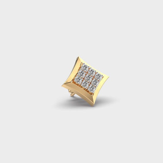 9 Rhombus Round Diamond Stud For Men