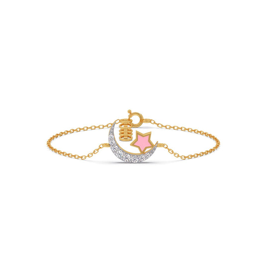 Pink Stardust Moon Diamond Kids Bracelet