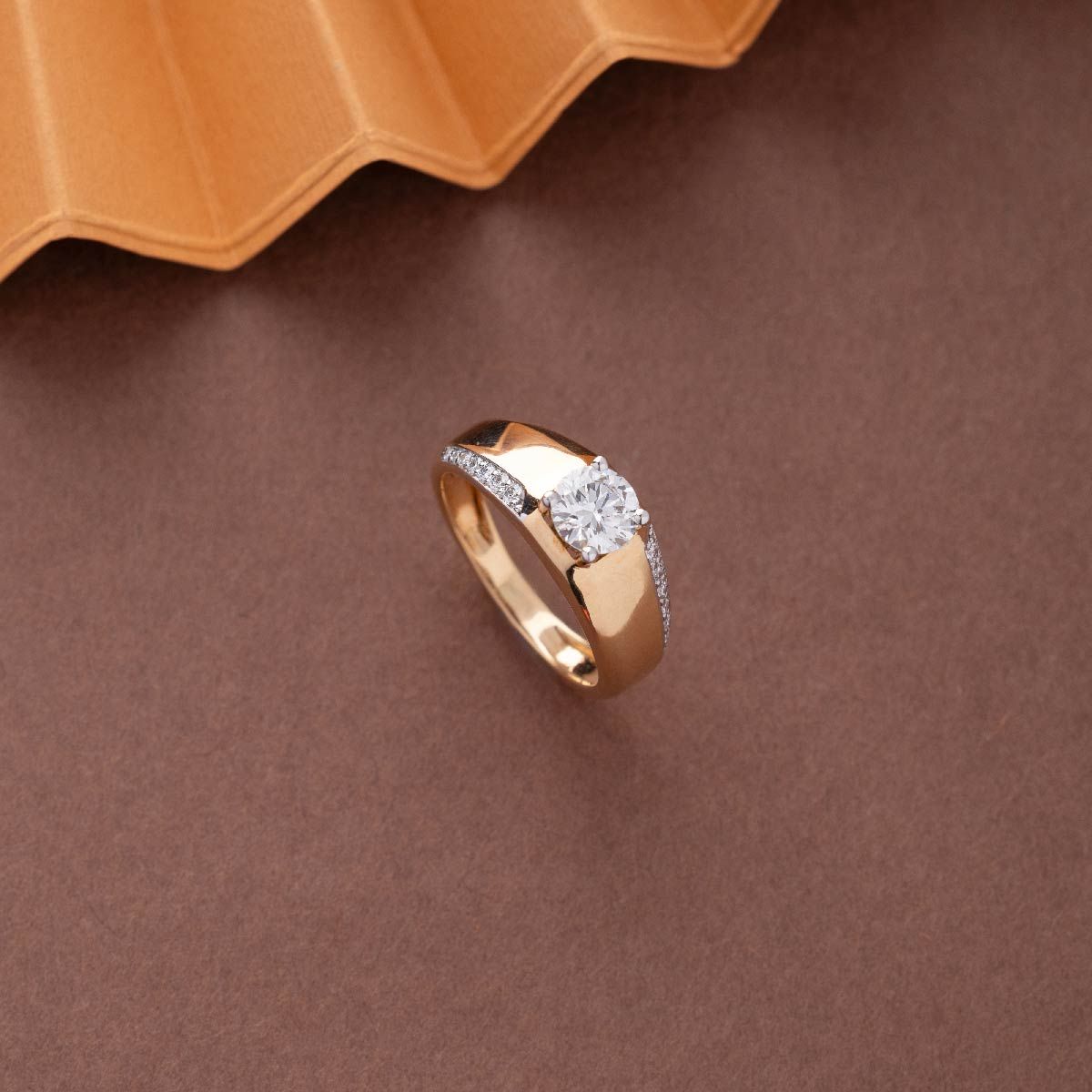 Minimal Brilliance Men's Diamond Band Ring - View 6