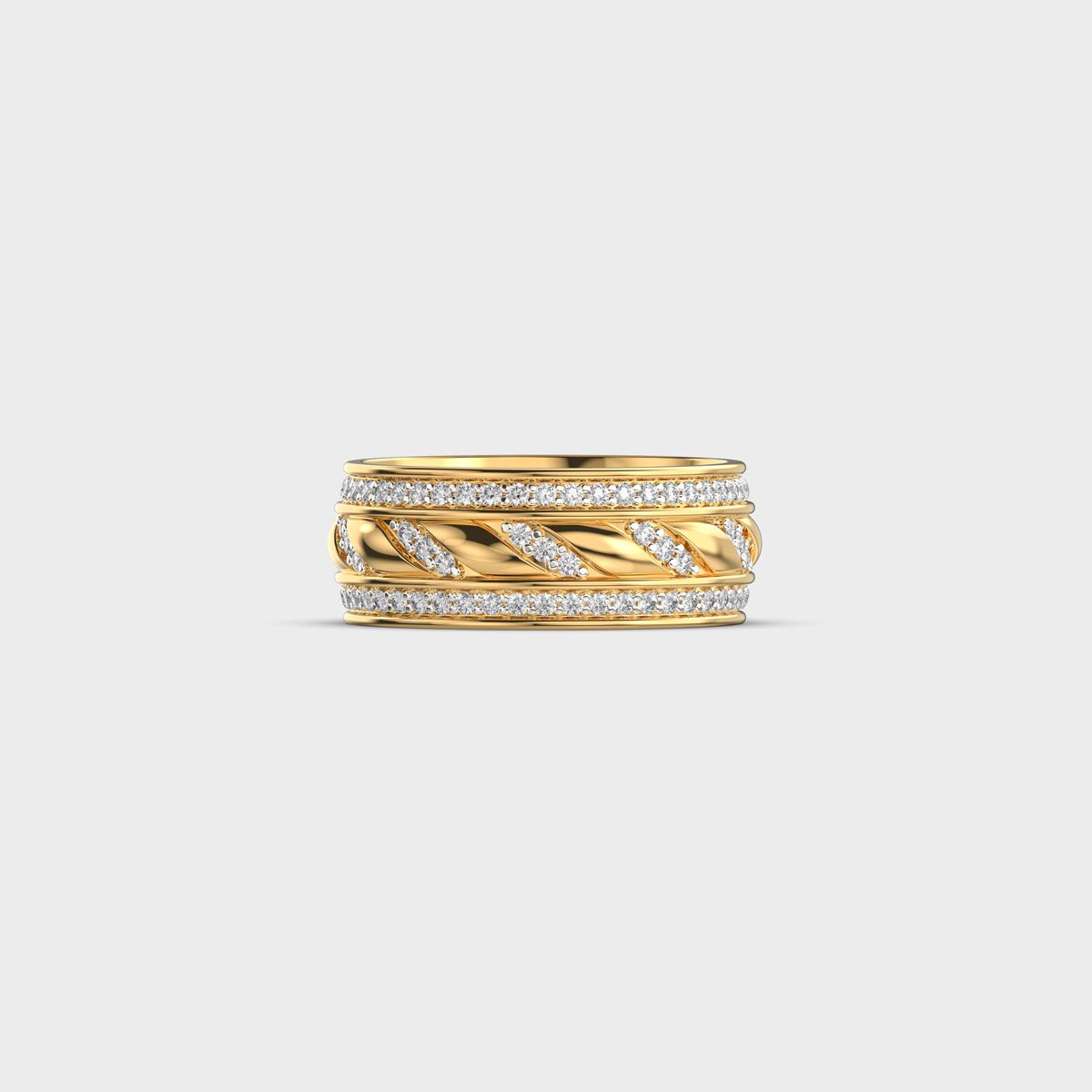 Twisted Rope Pave Diamond Band Ring - View 10