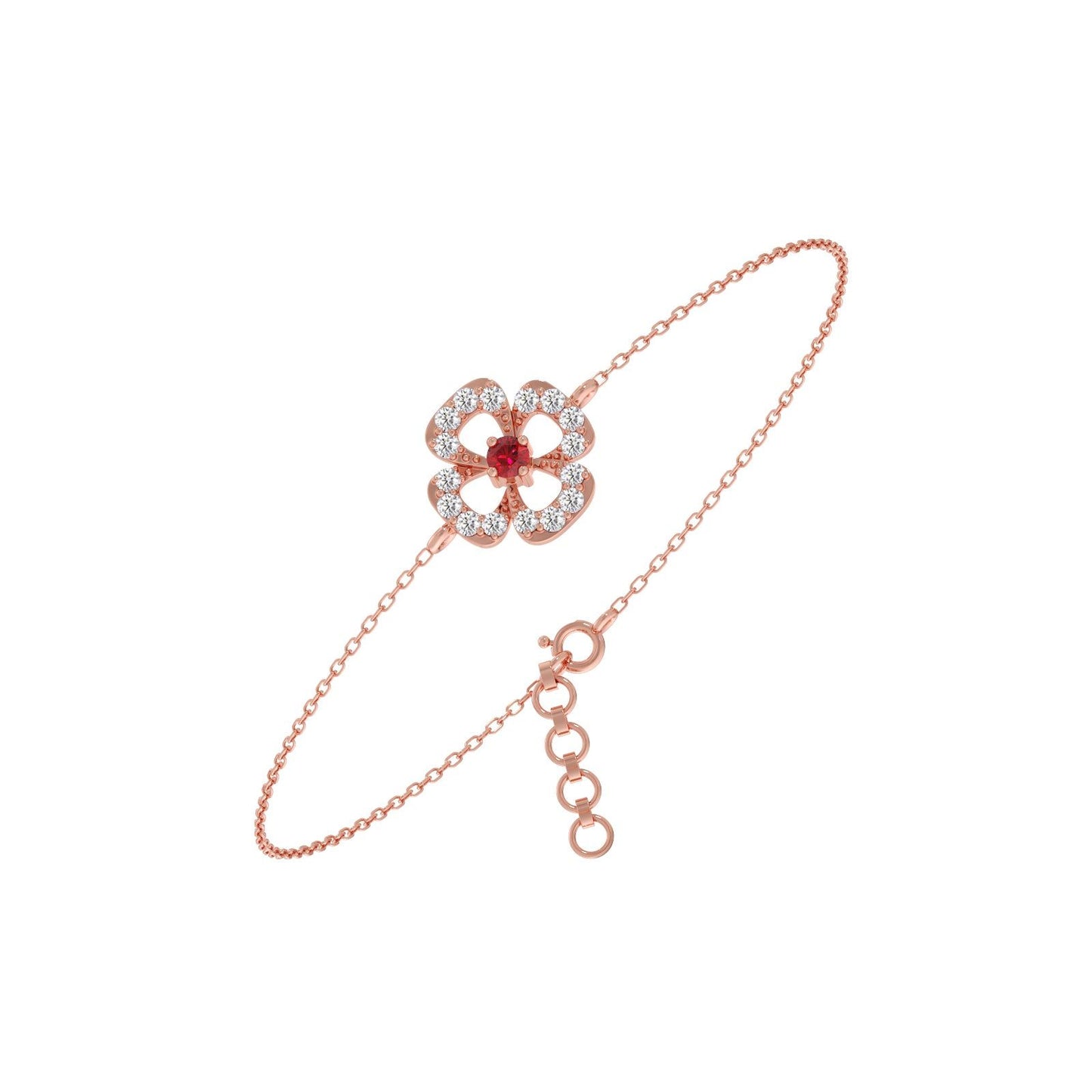Red Gemstone Diamond Chain Bracelet