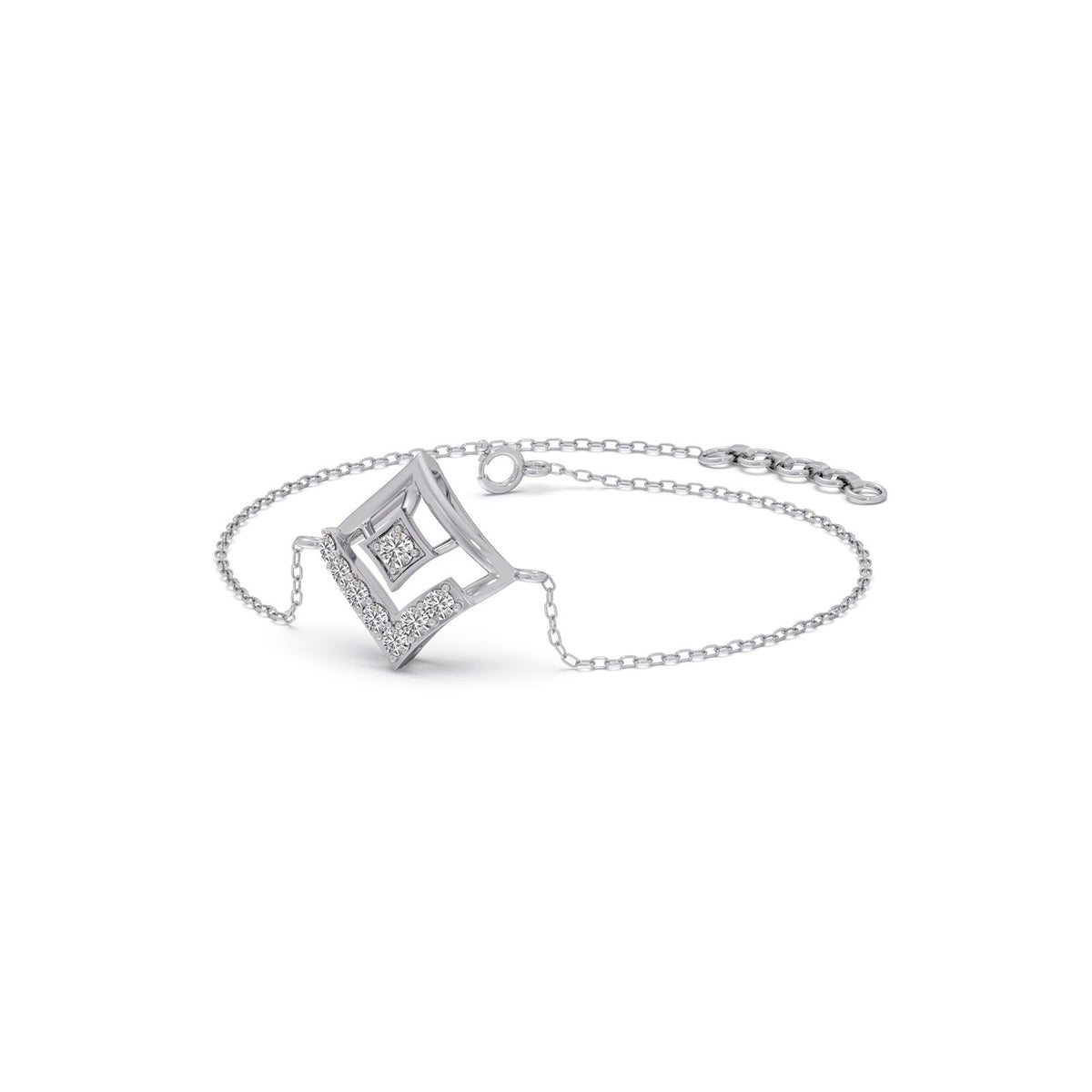Rhombus Sparkle Diamond Chain Bracelet