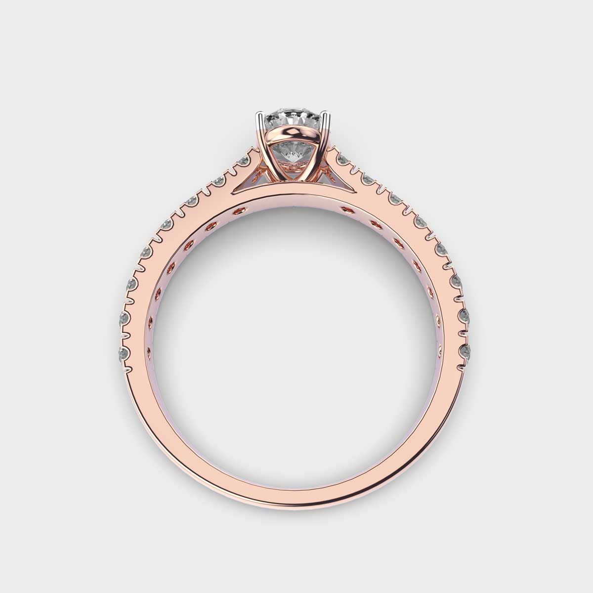 40 Cent Oval Solitaire with Diamond Band Ring - View 16