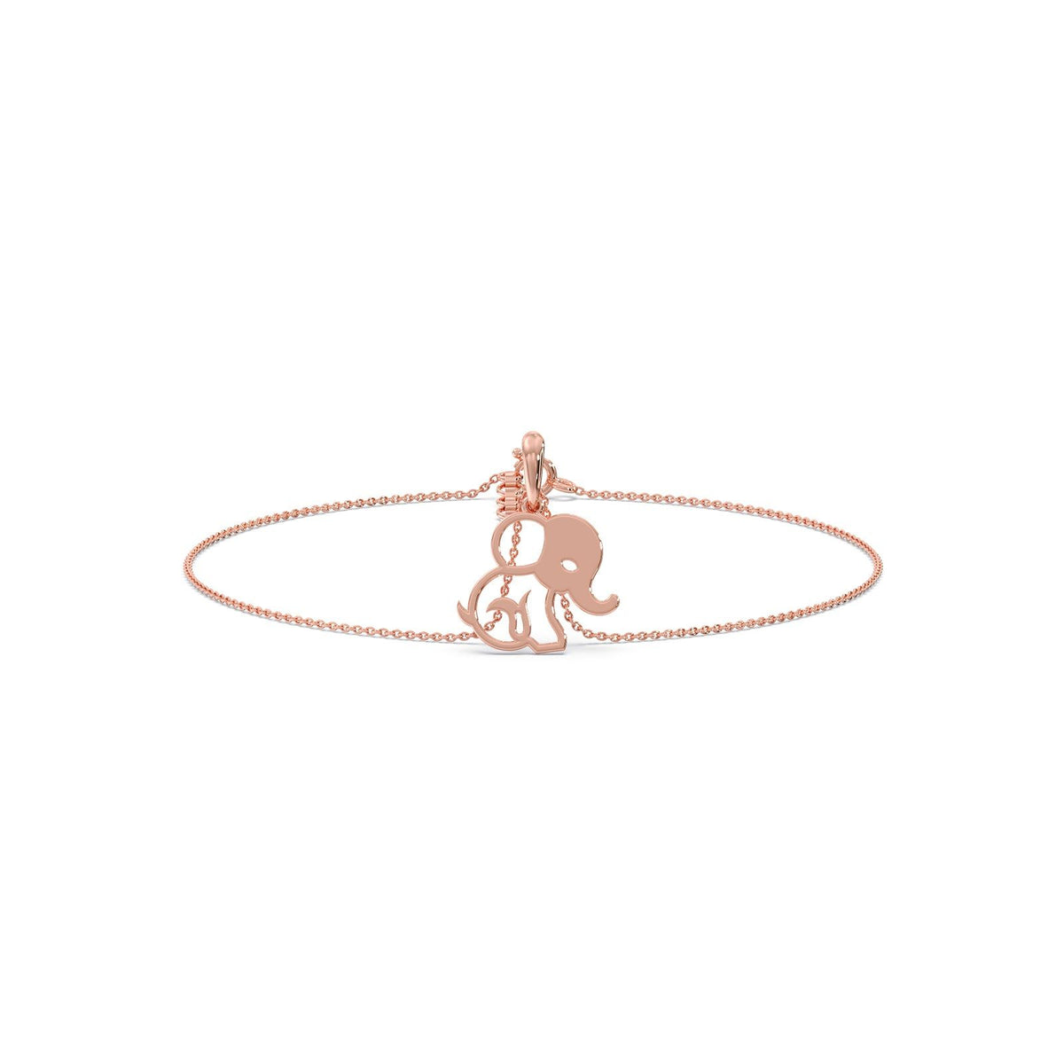Elephant Charm Plain Gold Chain Bracelet