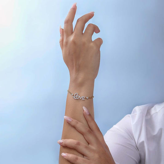 Dear Love Chain Bracelet with Diamonds