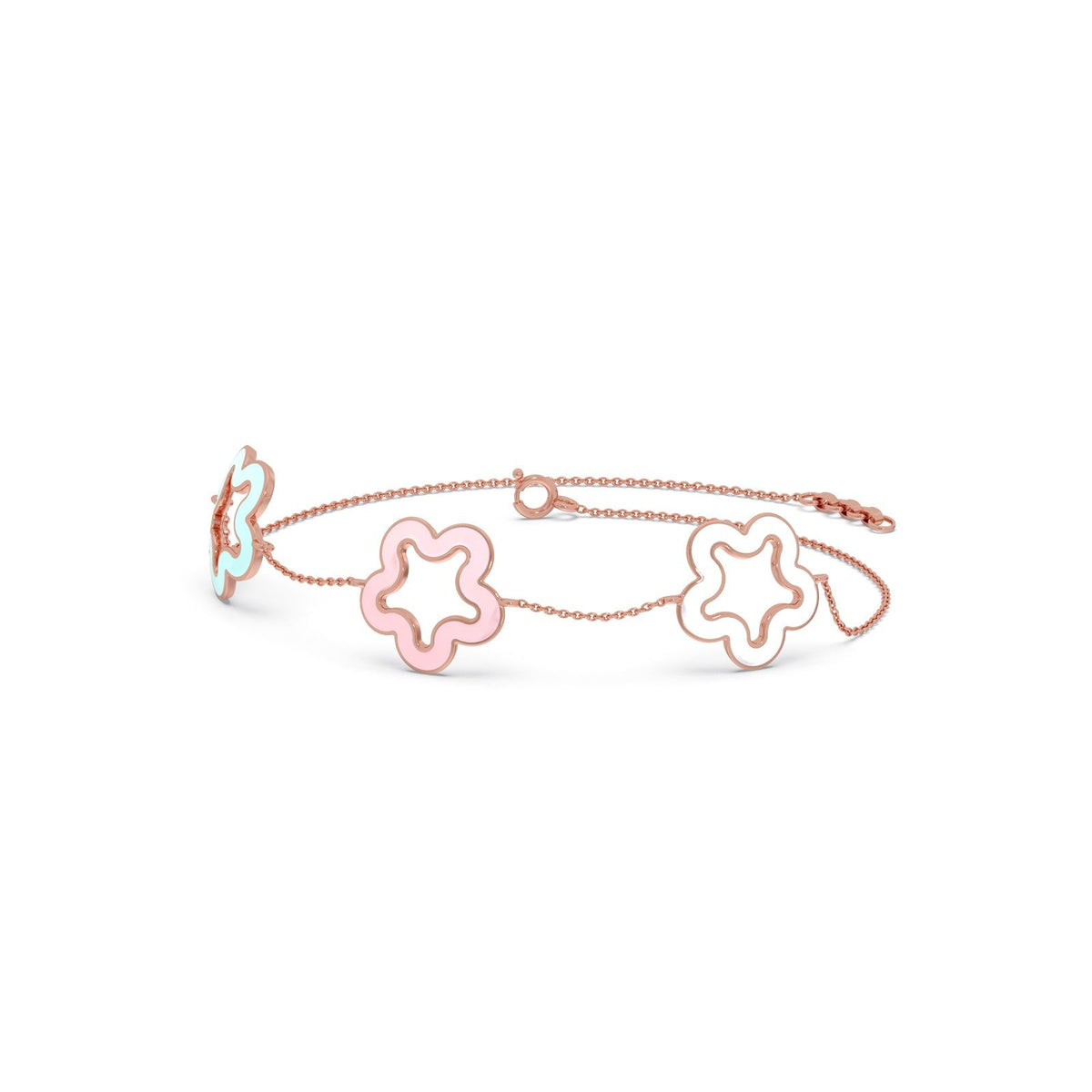 Pastel Floral Plain Gold Chain Bracelet