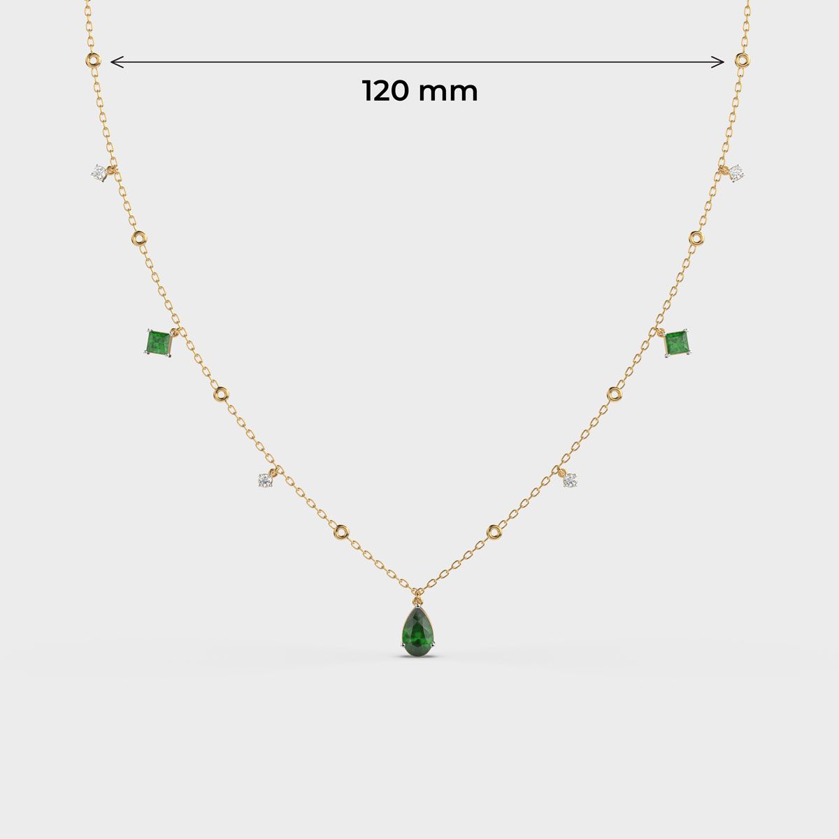 Emerald Green Coloured Stone Diamond Necklace