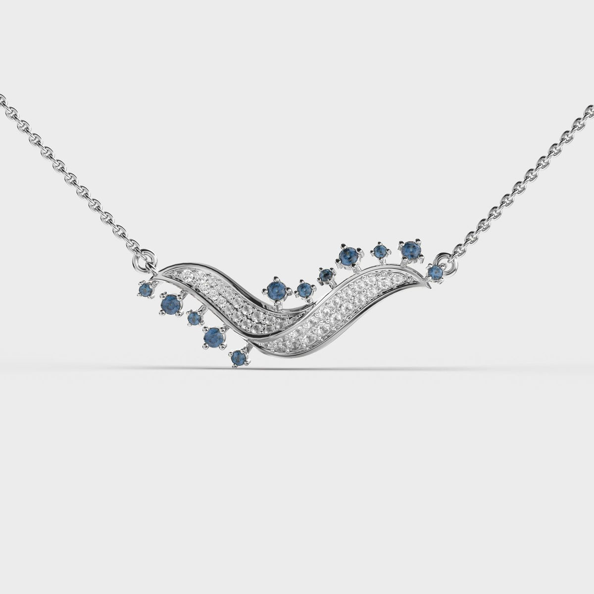 Blue Stone Wave Diamond Necklace