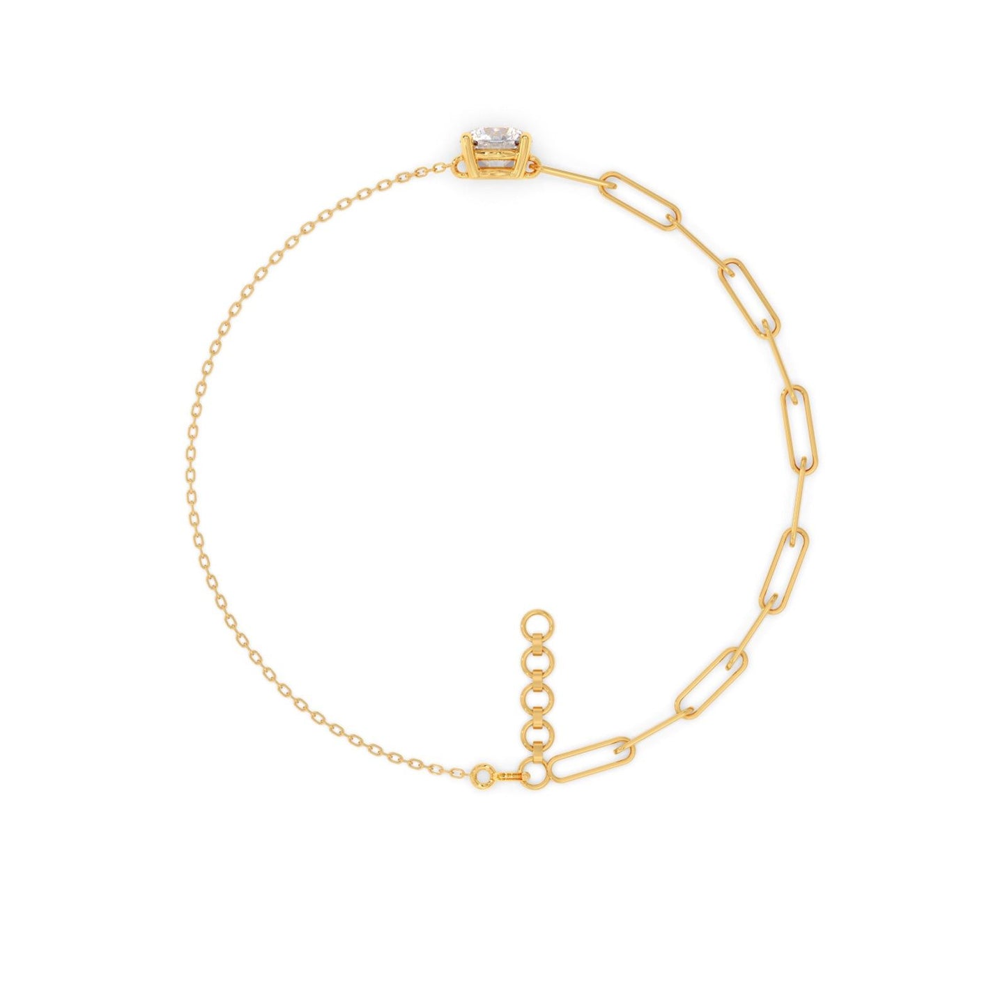 0.95 ct Round Solitaire Paperclip Chain Bracelet