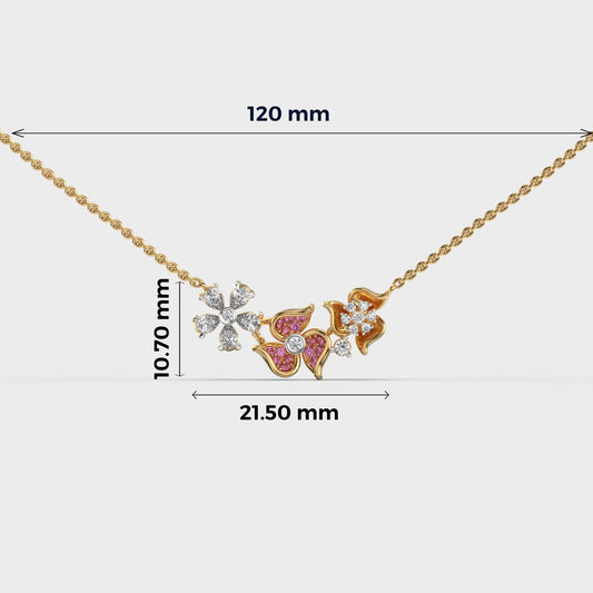 Tres Flowers and Petals Diamond Necklace