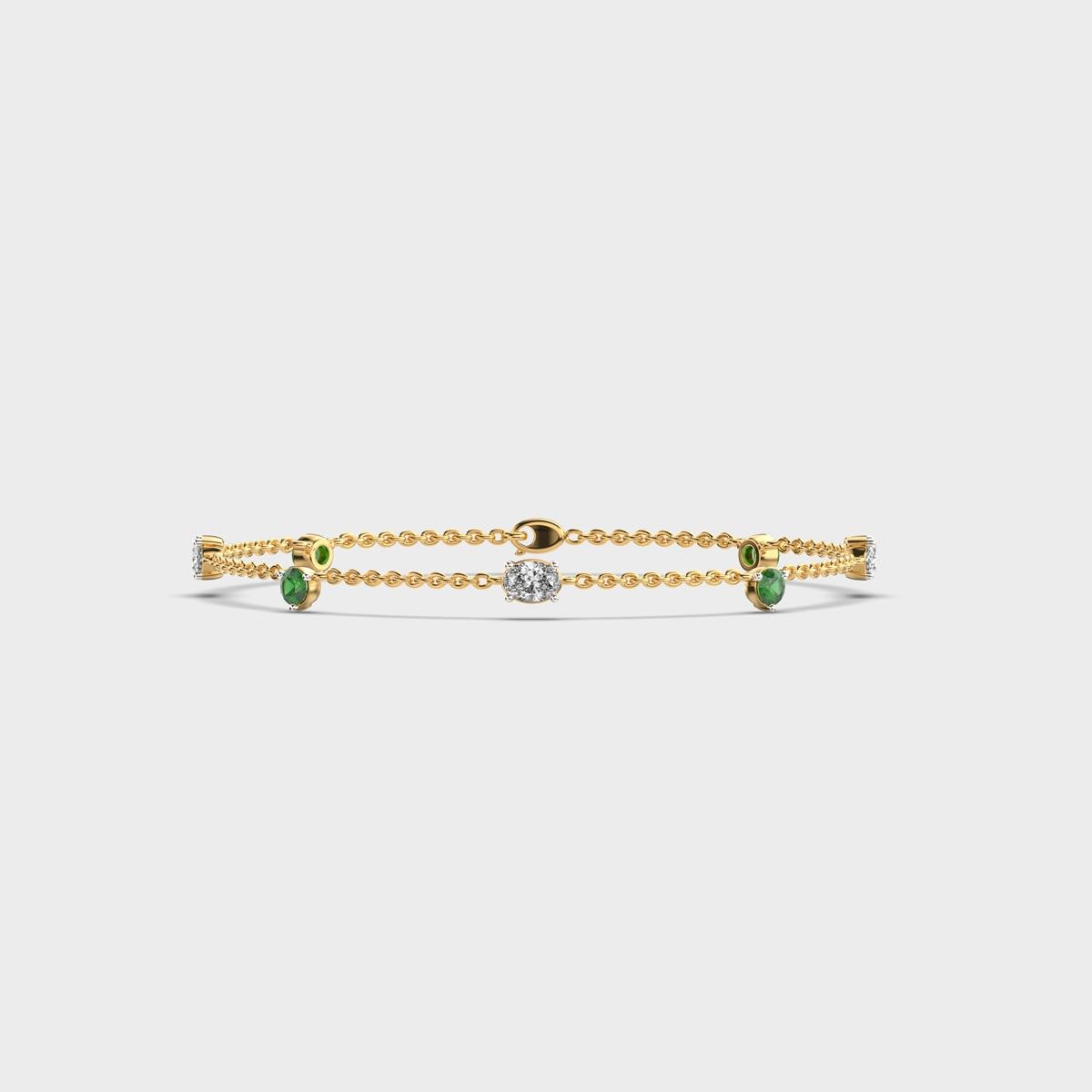 Minimal Artemis Green Dot Stone Diamond Bracelet