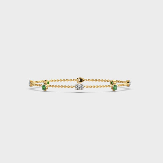 Minimal Artemis Green Dot Stone Diamond Bracelet