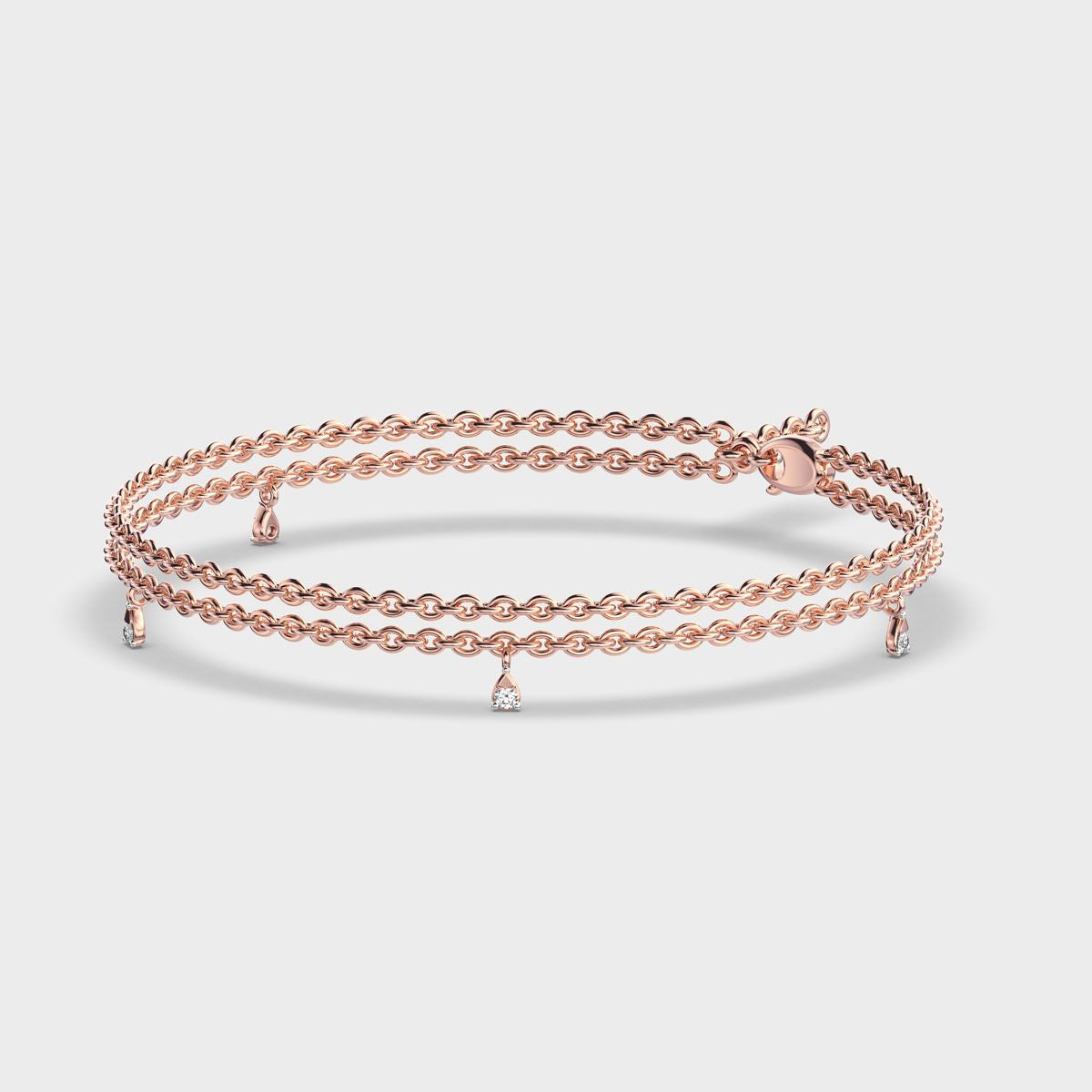 Triple Chain Bracelet with Diamonds