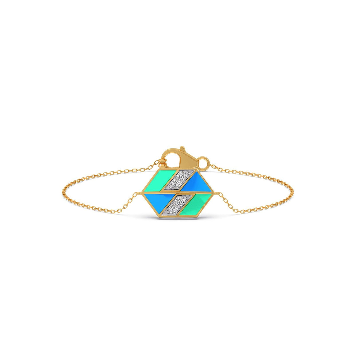 Hexora-Enamel Cobalt Diamond Chain Bracelet