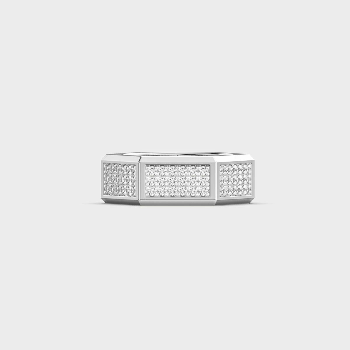 Hexagonal Pave Panel Diamond Band Ring For Men - View 6
